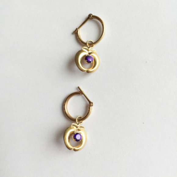 14K Yellow Gold apple drop earrings for baby girl